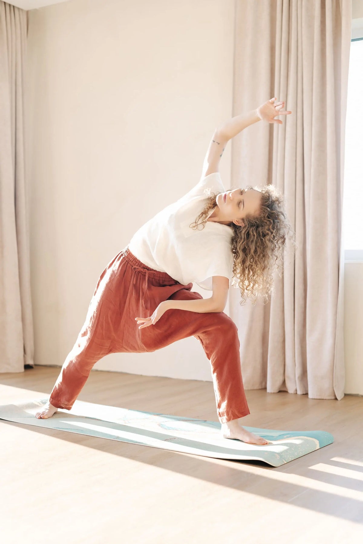 Linen Yoga Pants - Harem Trousers with Drawstring Waist