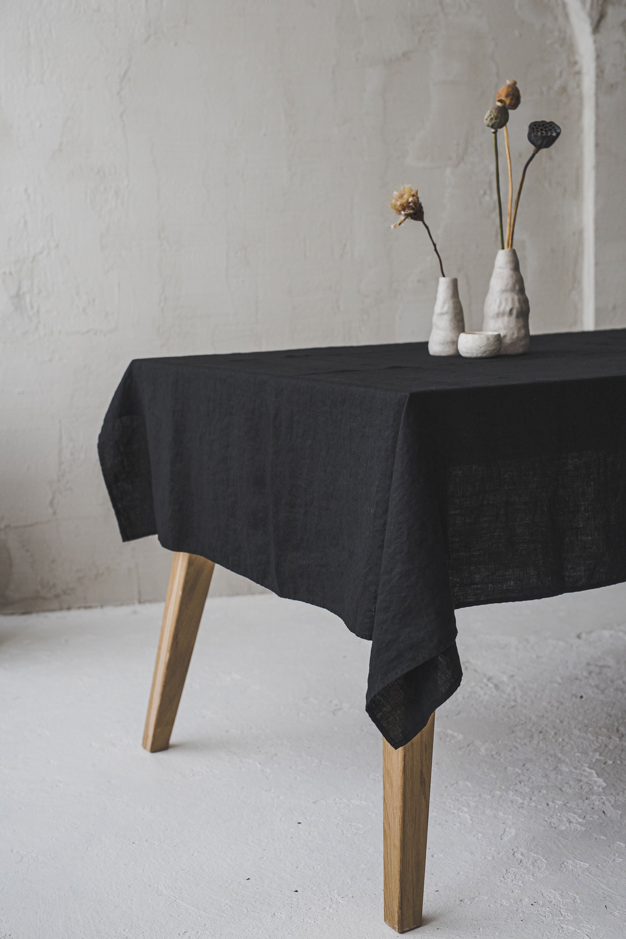 Natural Stonewashed Black Linen Tablecloth Epic Linen