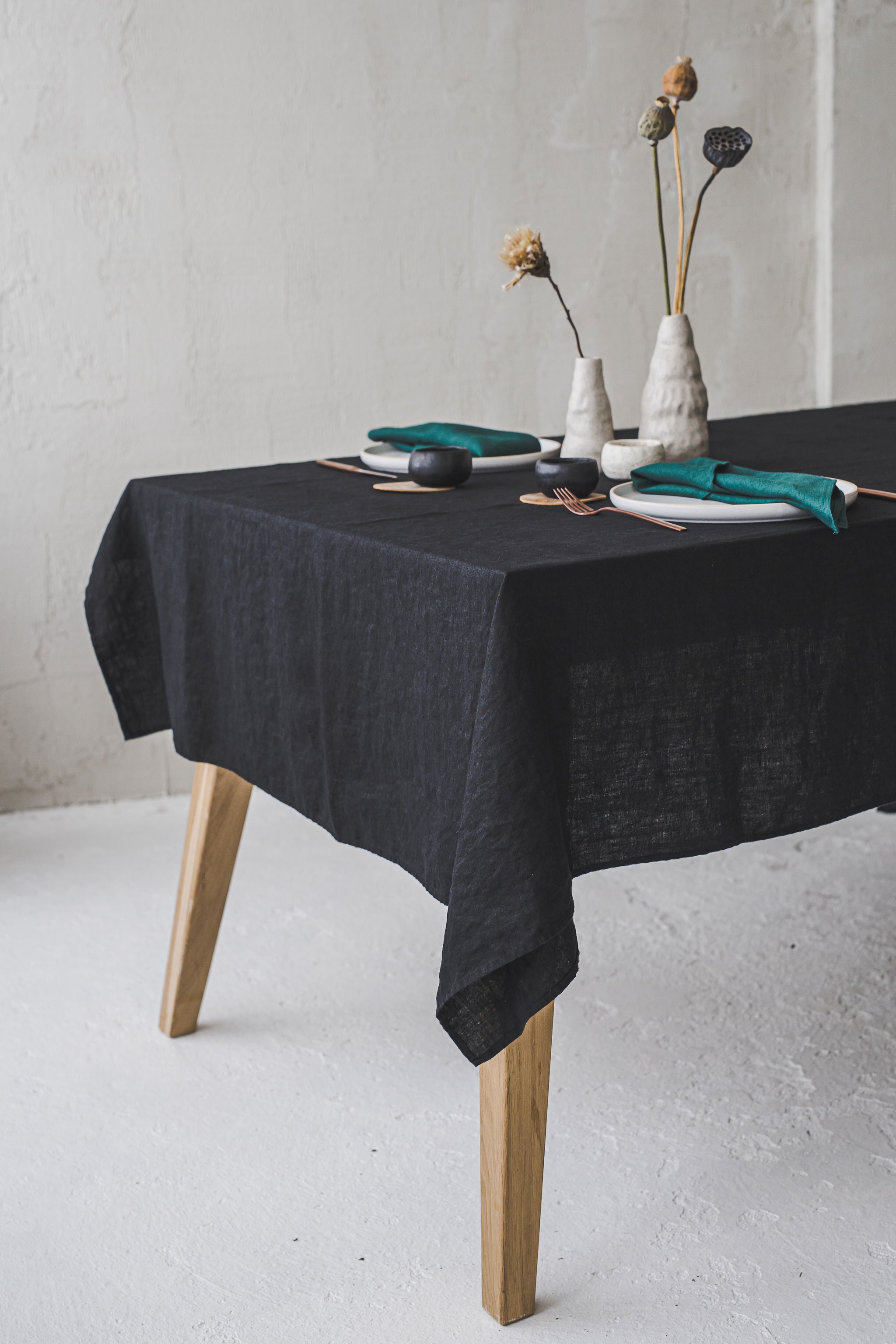 Natural Stonewashed Black Linen Tablecloth Epic Linen