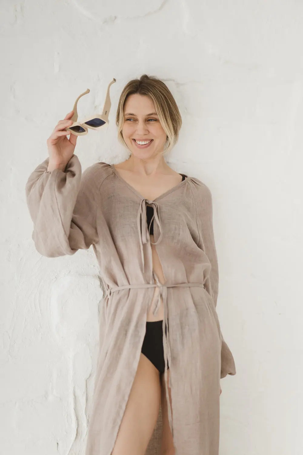 Linen Caftan - Tie-Front Beach Cover Up | EpicLinen