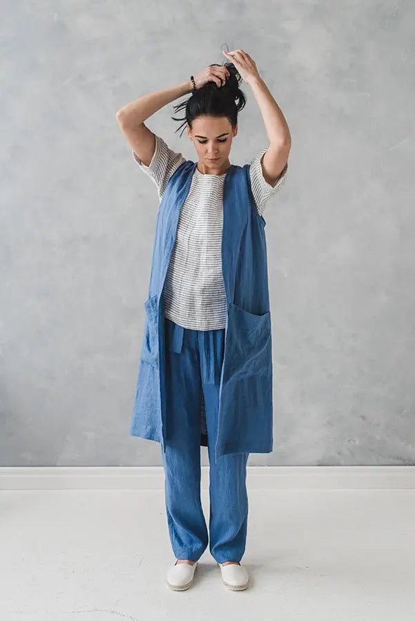 Linen Long Vest Cardigan - Epic Linen luxury linen