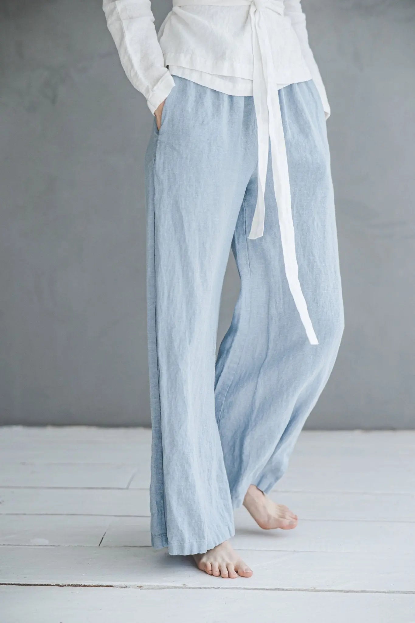 Long Linen Pants Wide Leg, Linen Culottes - Epic Linen luxury linen