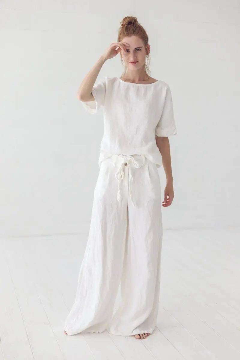 Loose Wide Linen Pants - Epic Linen luxury linen