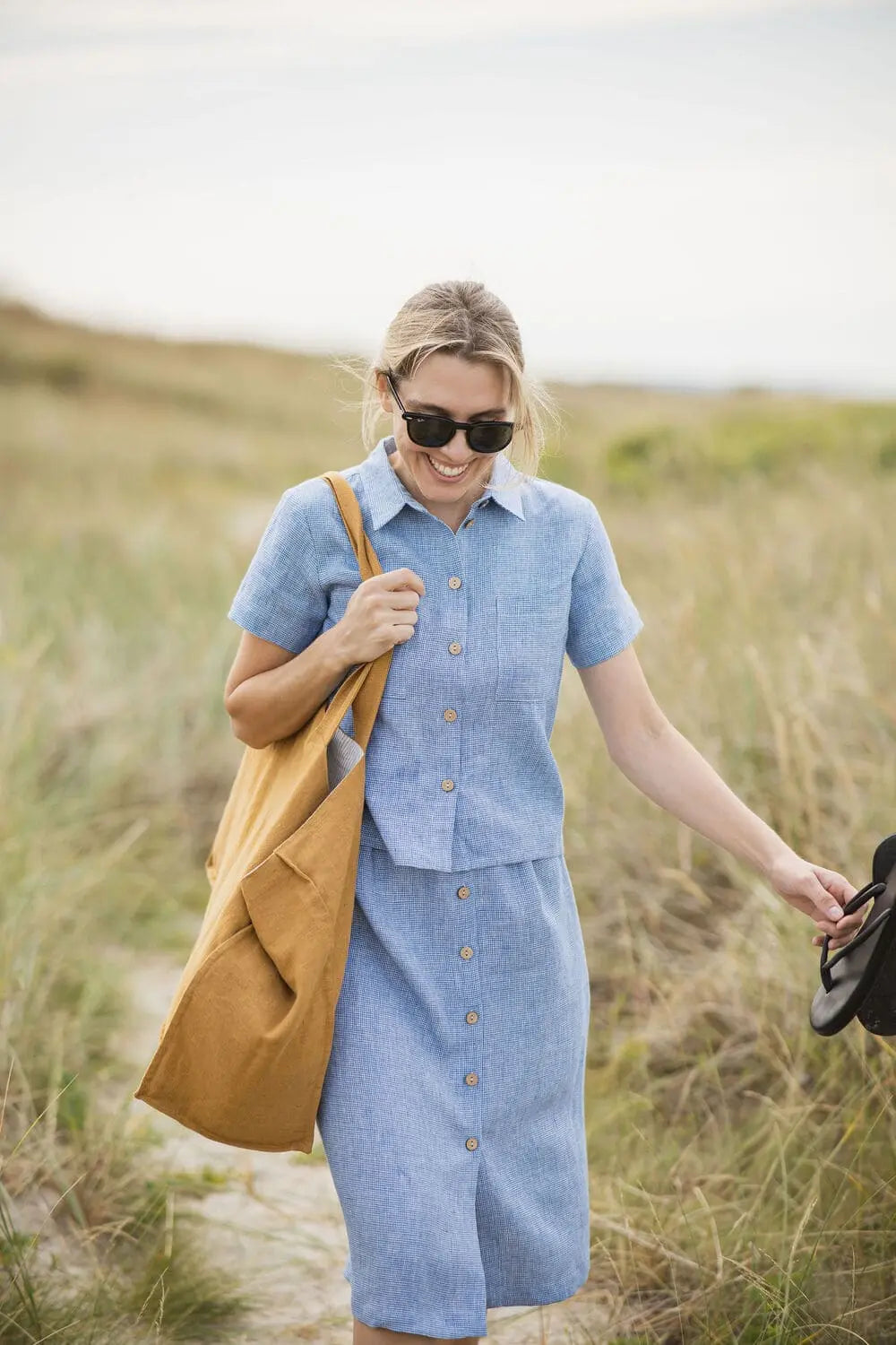 Mustard Linen Tote Bag – The Golden Hour Carryall