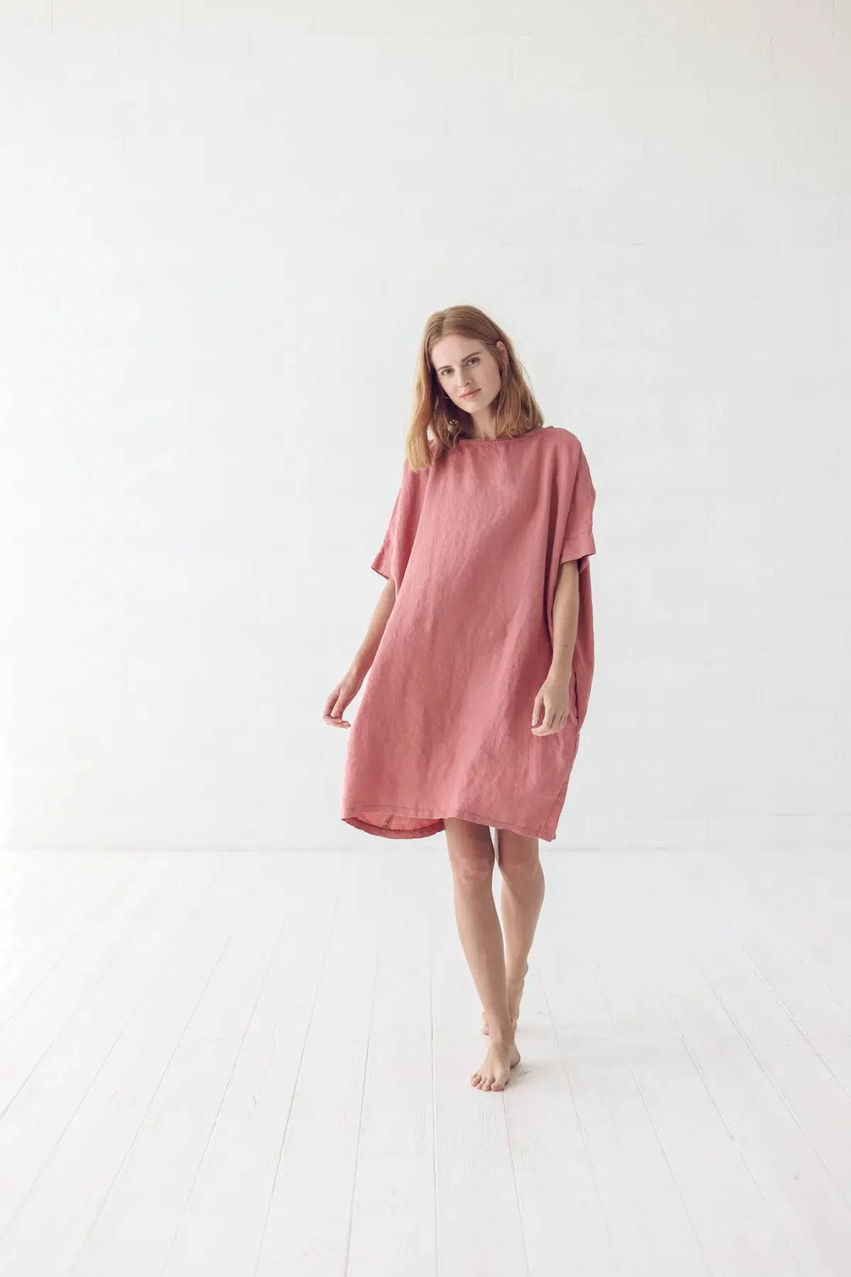 Coral Linen Dress - Epic Linen luxury linen
