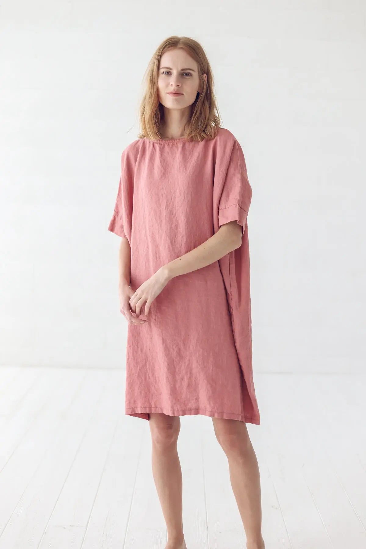 Coral Linen Dress - Epic Linen luxury linen