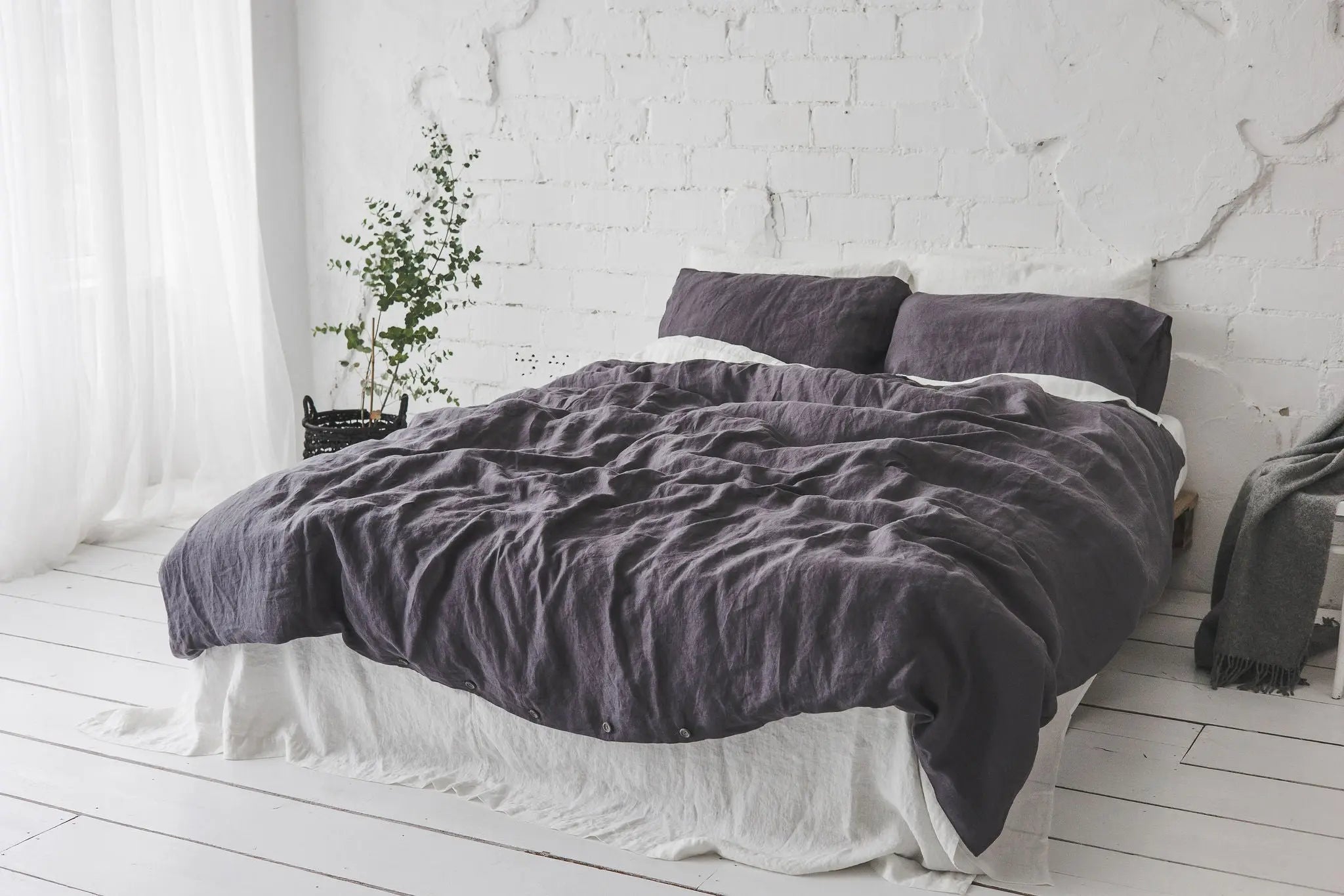 Dark Aubergine Stonewashed Linen Bedding Set - Epic Linen luxury linen