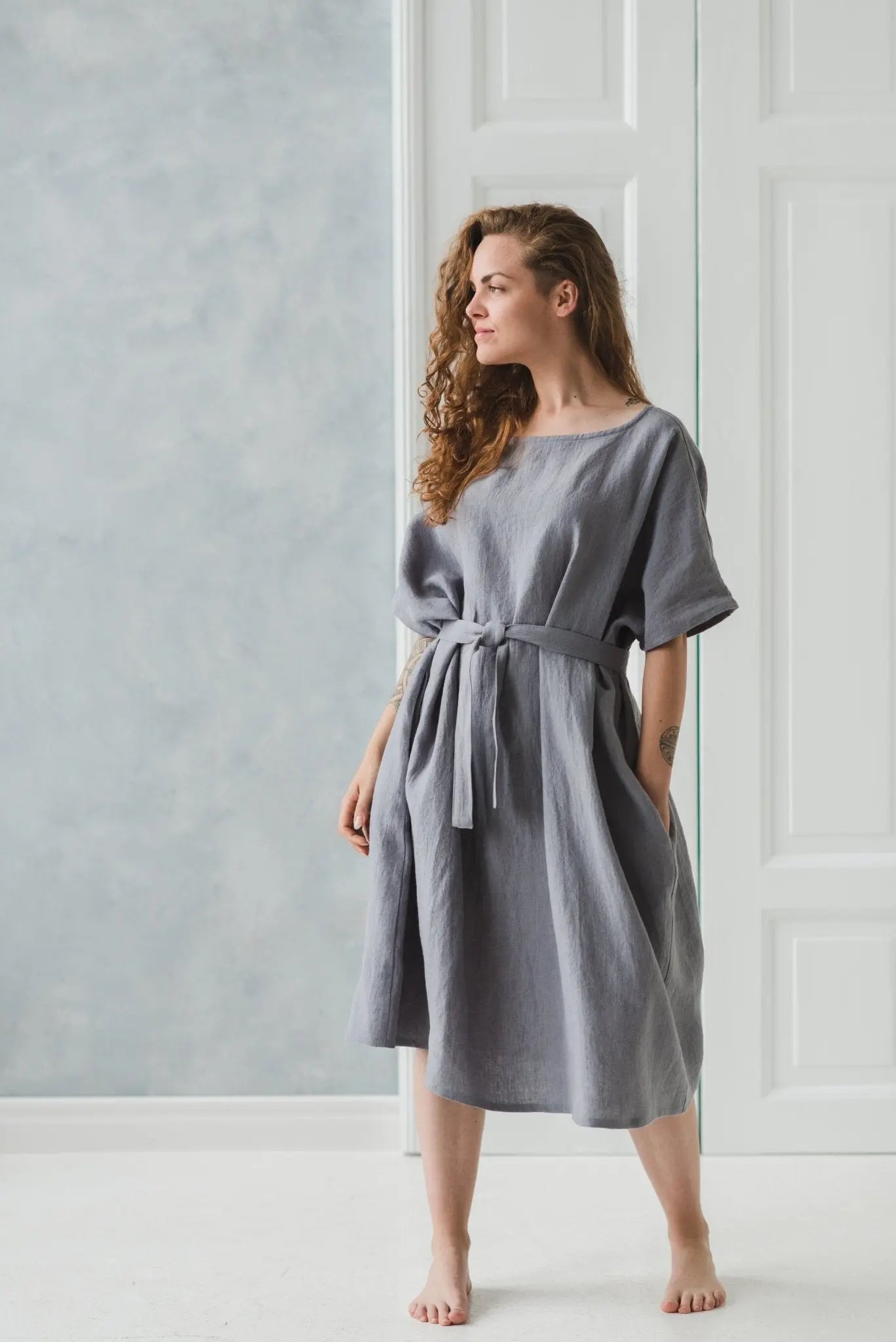 Large Linen Dress - Epic Linen luxury linen