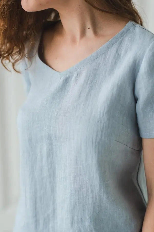 Linen Blouse V Neck - Epic Linen luxury linen