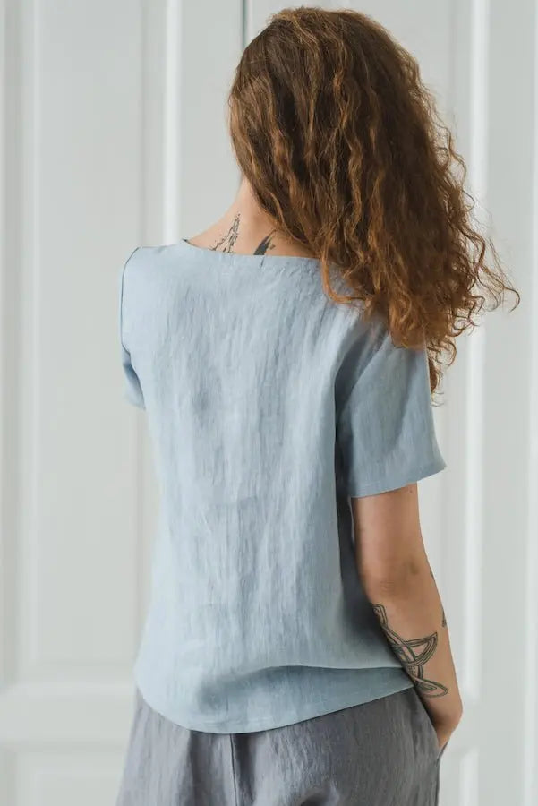 Linen Blouse V Neck - Epic Linen luxury linen