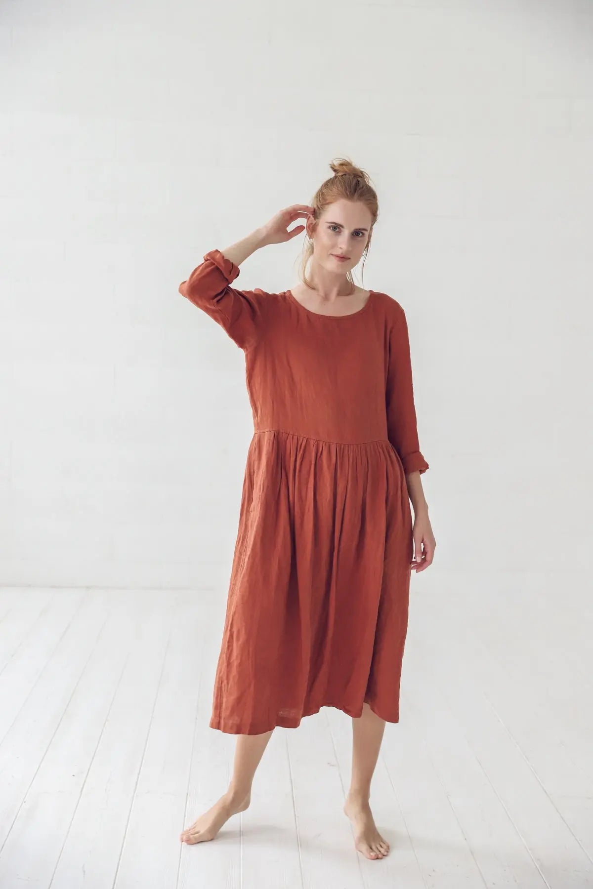 Linen Dress Long Sleeves - Epic Linen luxury linen