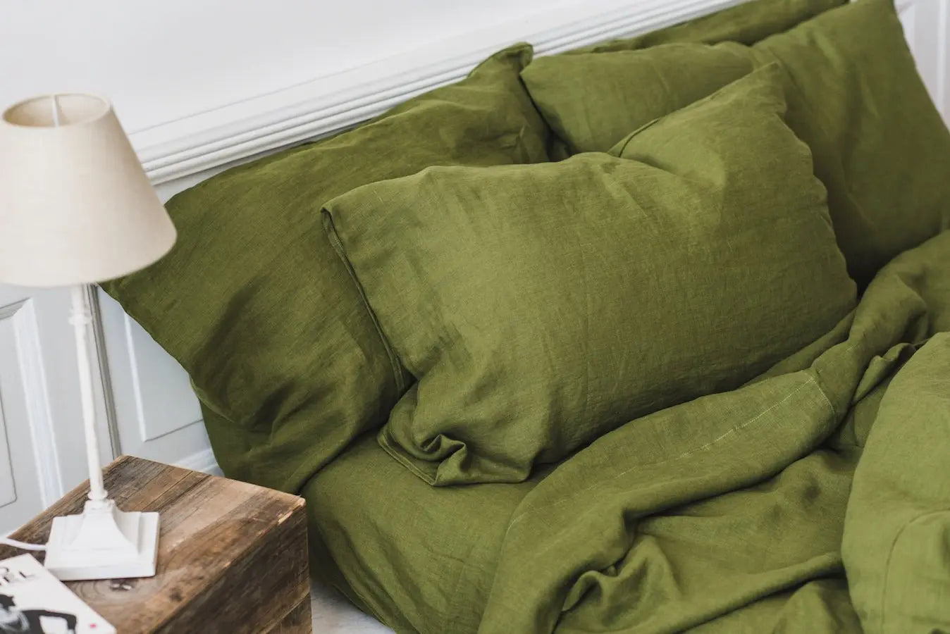 Linen Fitted Sheet Green Moss - Epic Linen luxury linen