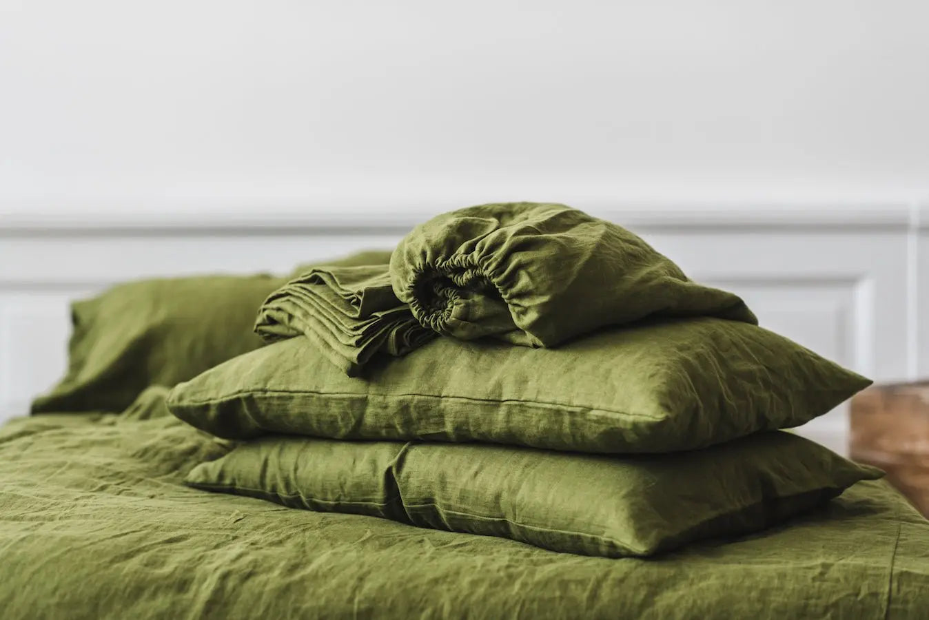 Linen Fitted Sheet Green Moss - Epic Linen luxury linen