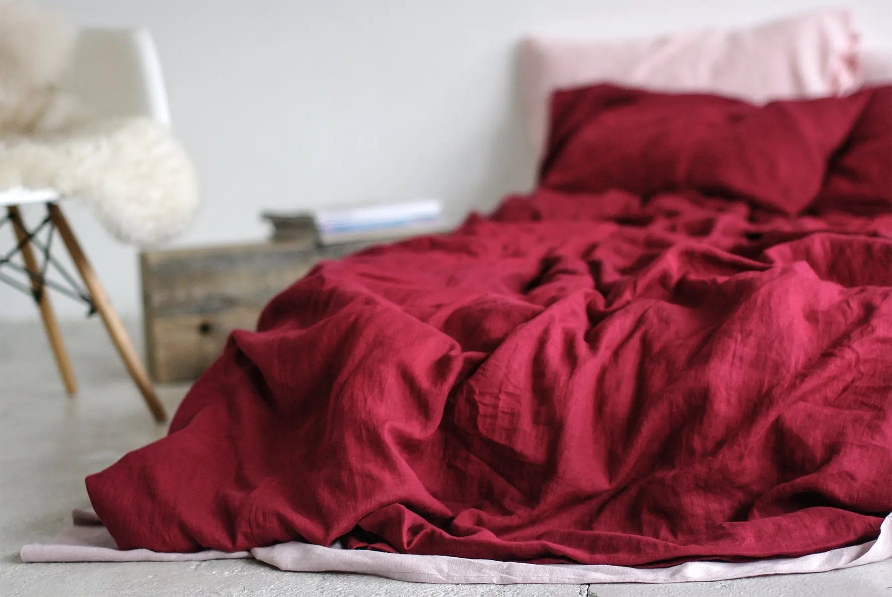 Linen Flat Sheet Dark Cherry Red - Epic Linen luxury linen