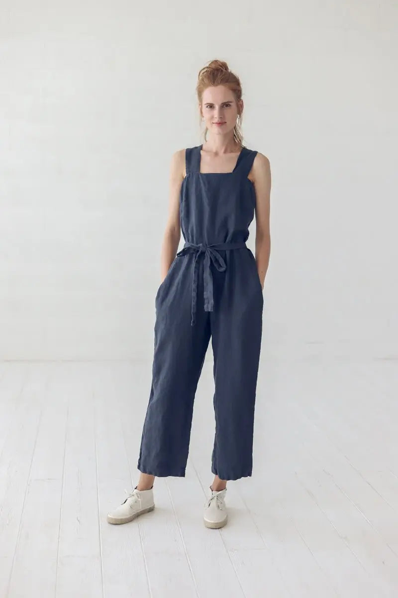 Linen Jumpsuit with Belt - Epic Linen luxury linen