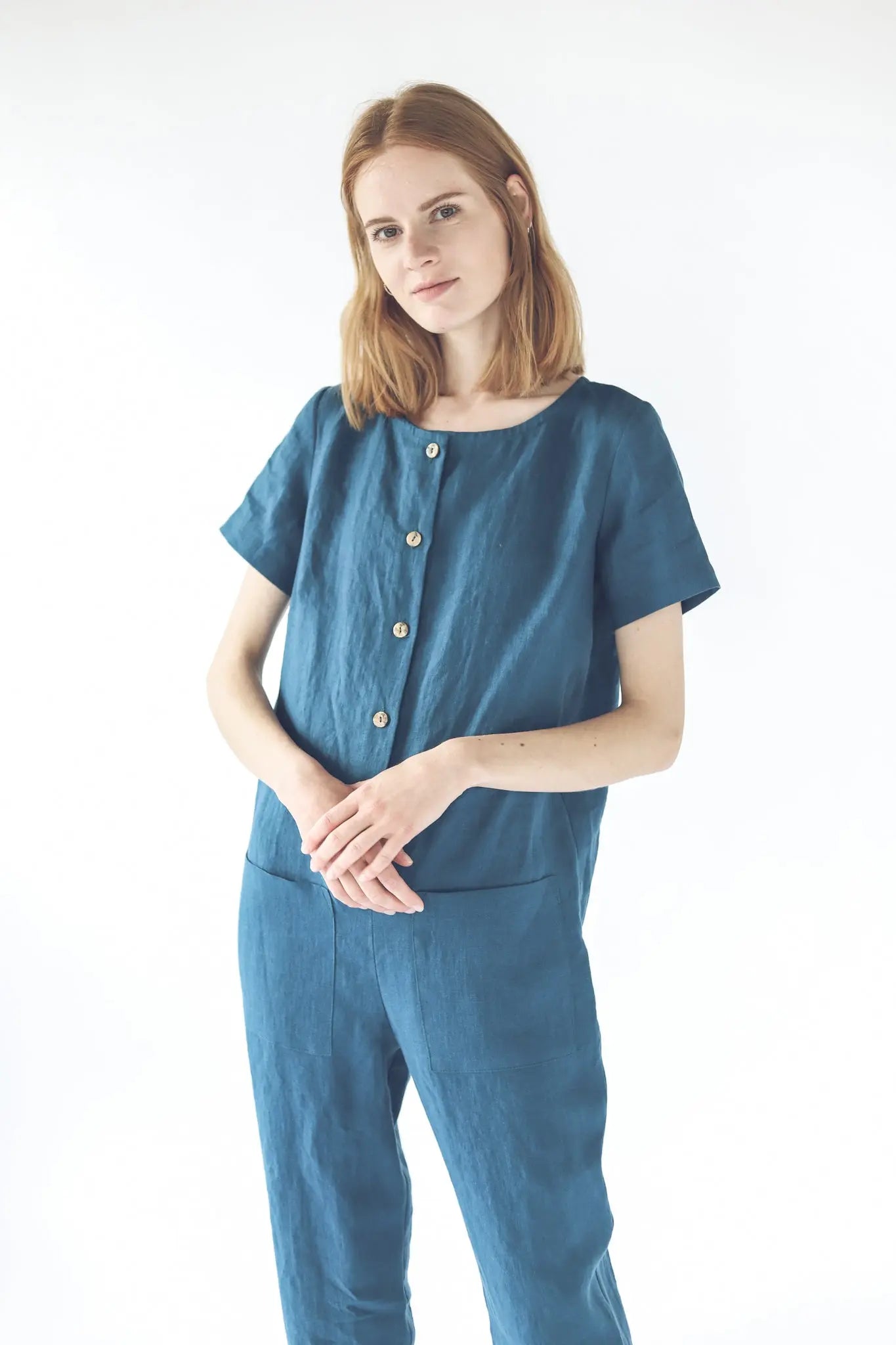 Linen Jumpsuit With front pockets - Epic Linen luxury linen