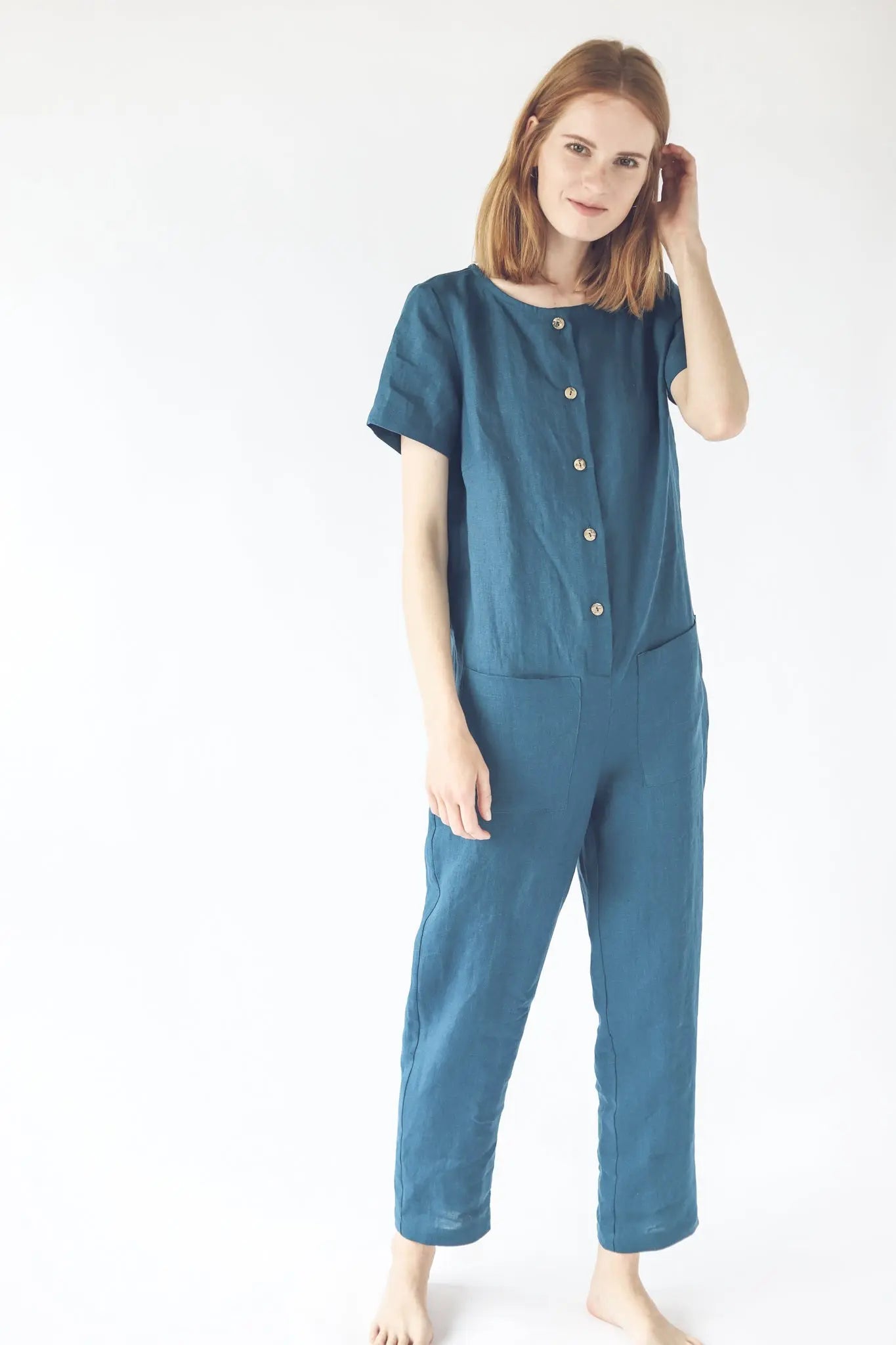Linen Jumpsuit With front pockets - Epic Linen luxury linen