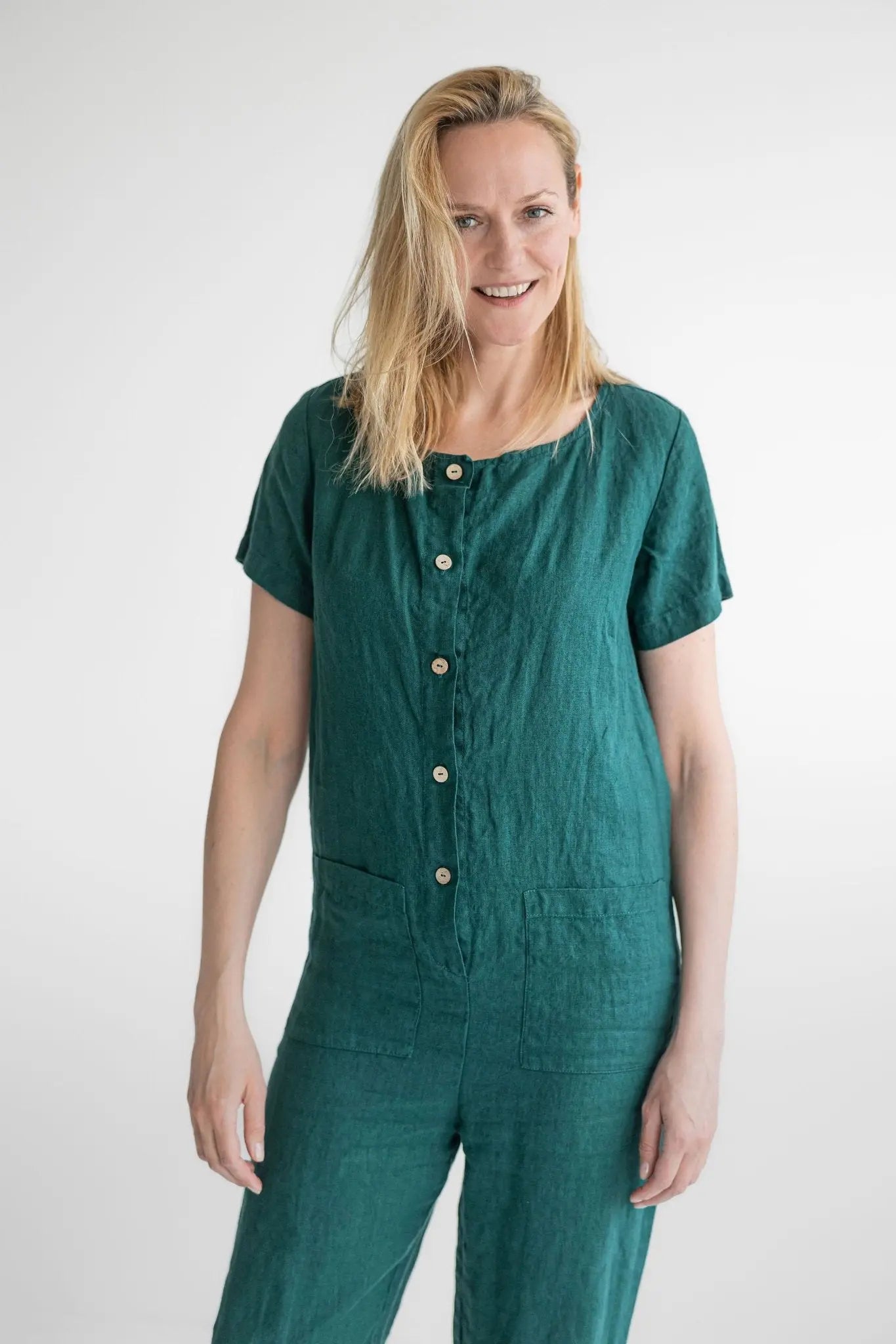 Linen Jumpsuit with Front Pockets - Epic Linen luxury linen