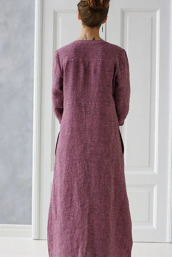 Linen Long Dress with Buttons - Epic Linen luxury linen