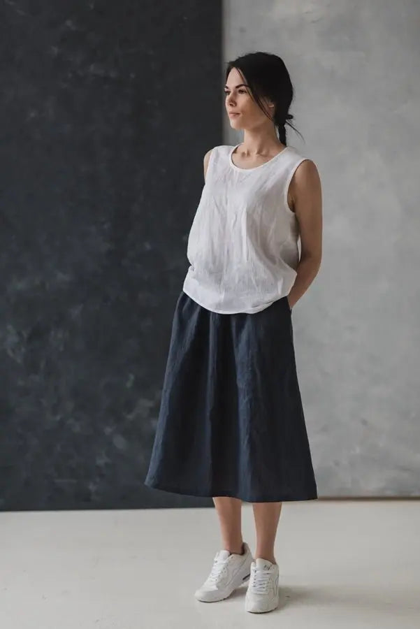 Linen Skirt with Elastic Band - Epic Linen luxury linen