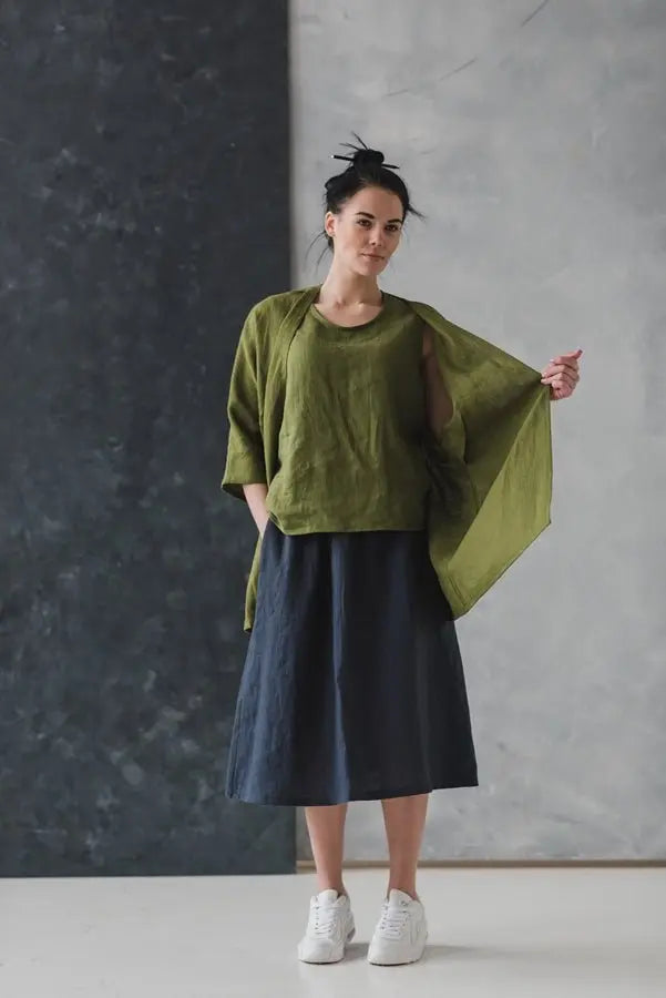 Linen Skirt with Elastic Band - Epic Linen luxury linen