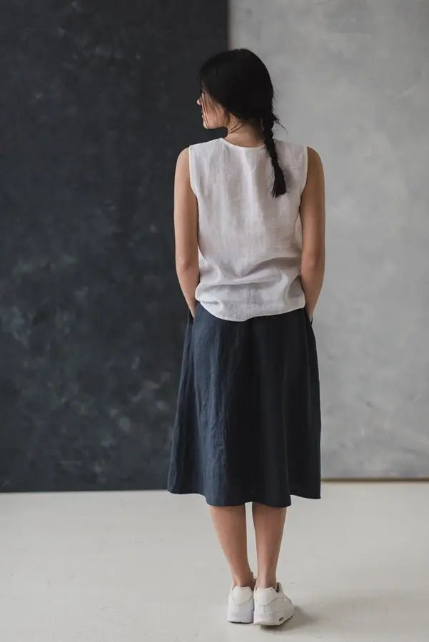 Linen Skirt with Elastic Band - Epic Linen luxury linen