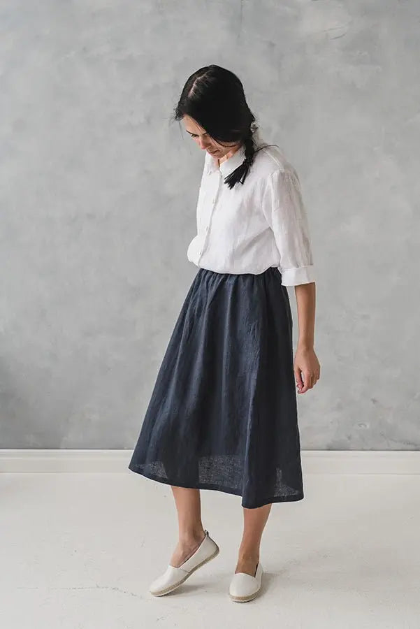 Linen Skirt with Elastic Band - Epic Linen luxury linen