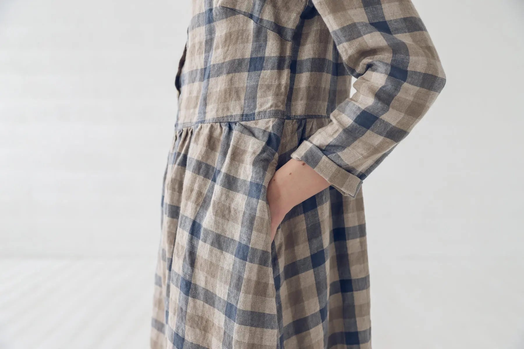 Linen Swing Dress with Long Sleeves - Epic Linen luxury linen