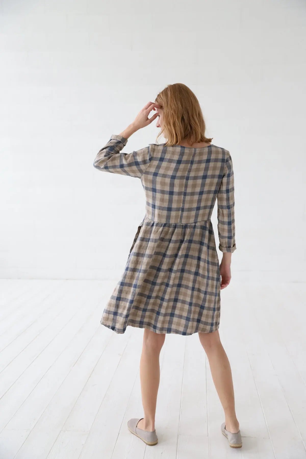 Linen Swing Dress with Long Sleeves - Epic Linen luxury linen