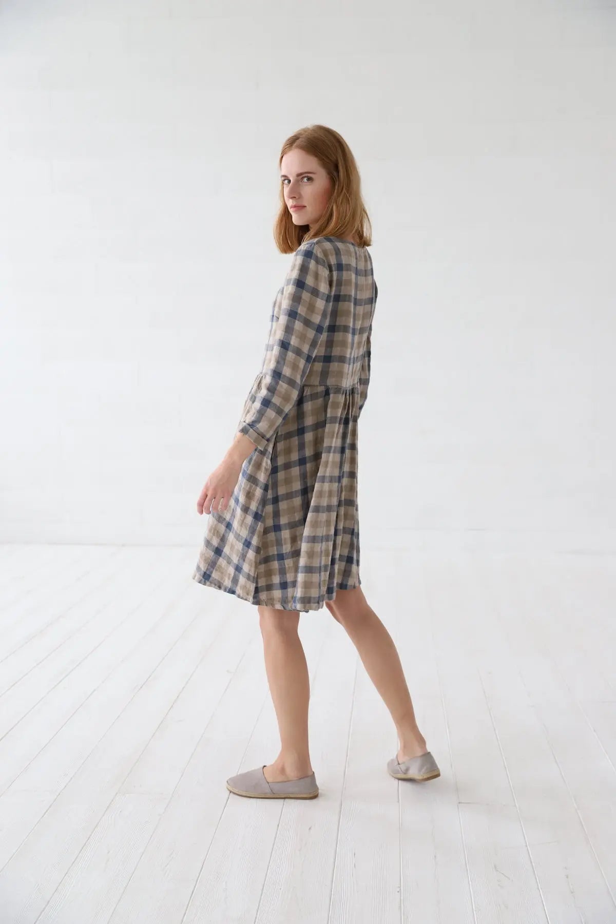 Linen Swing Dress with Long Sleeves - Epic Linen luxury linen