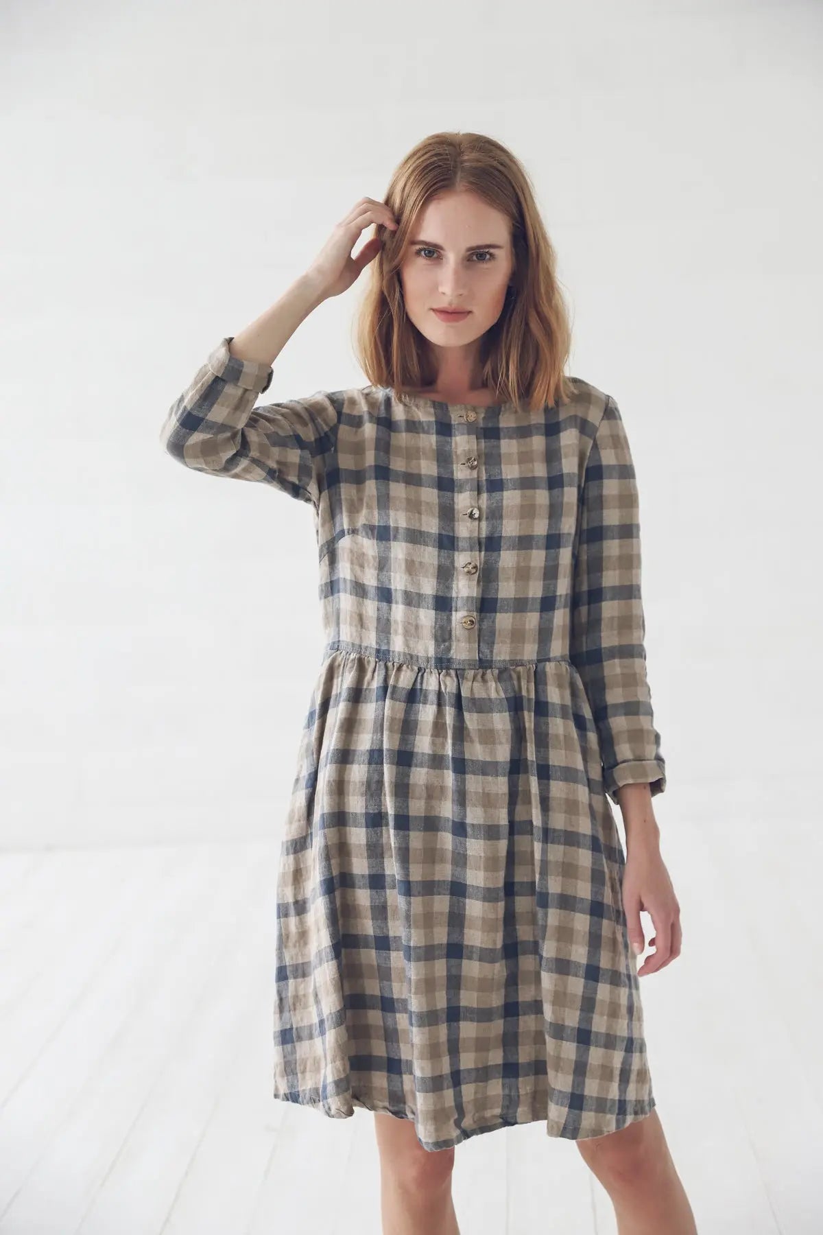 Linen Swing Dress with Long Sleeves - Epic Linen luxury linen