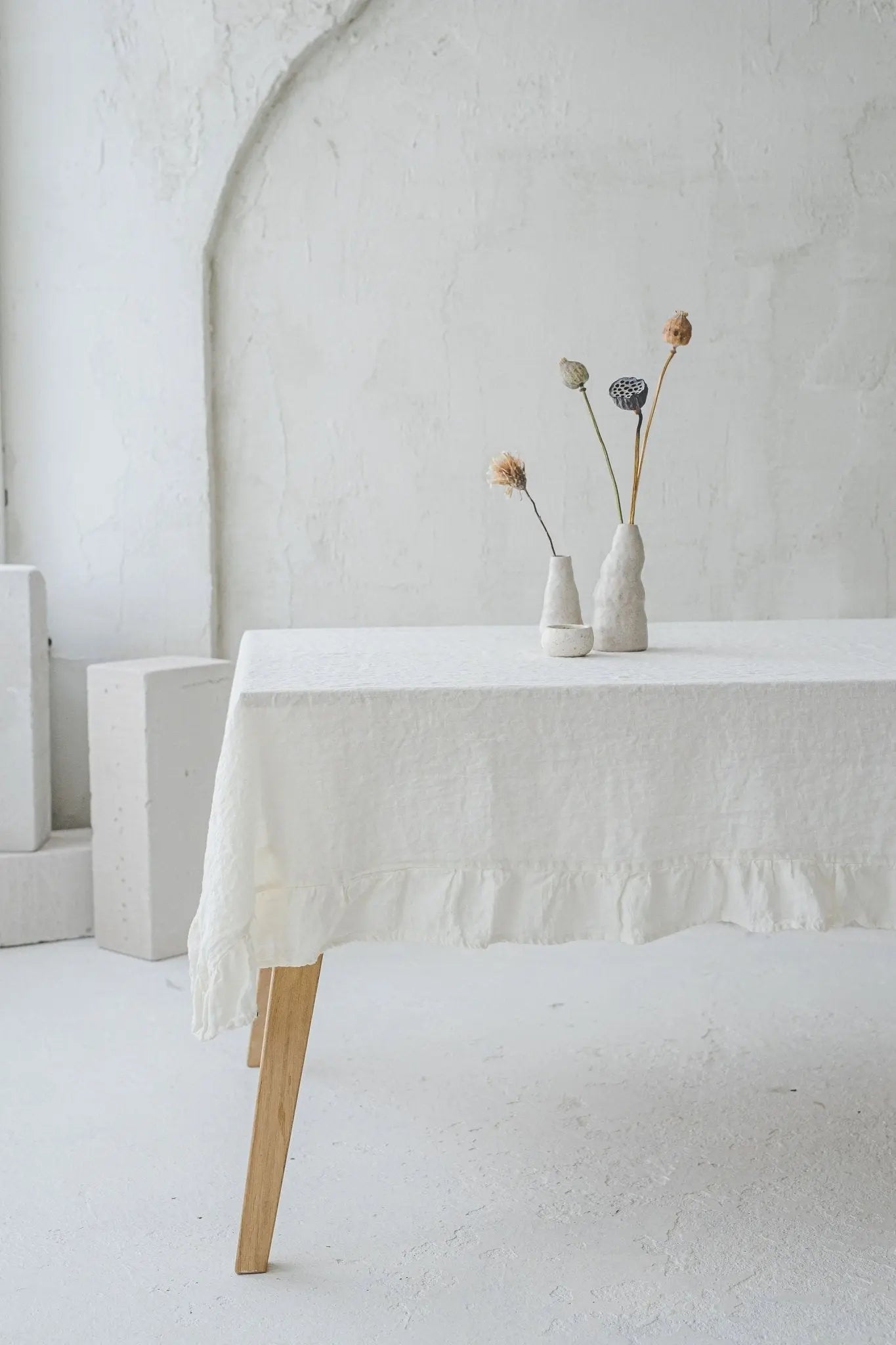Linen Tablecloth with Ruffles - Epic Linen luxury linen