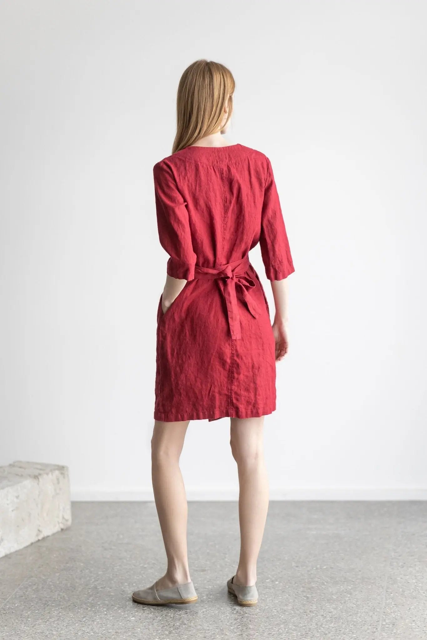 Linen Wrap Summer Dress with Belt - Epic Linen luxury linen