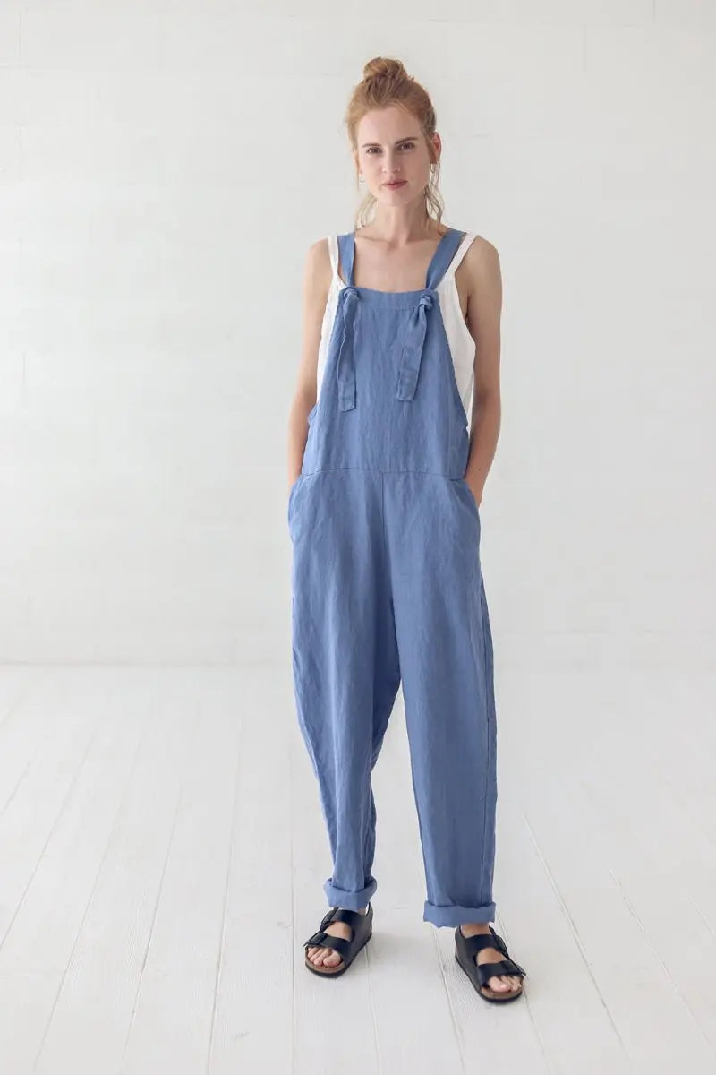 Loose Linen Overall with Adjustable Straps - Epic Linen luxury linen