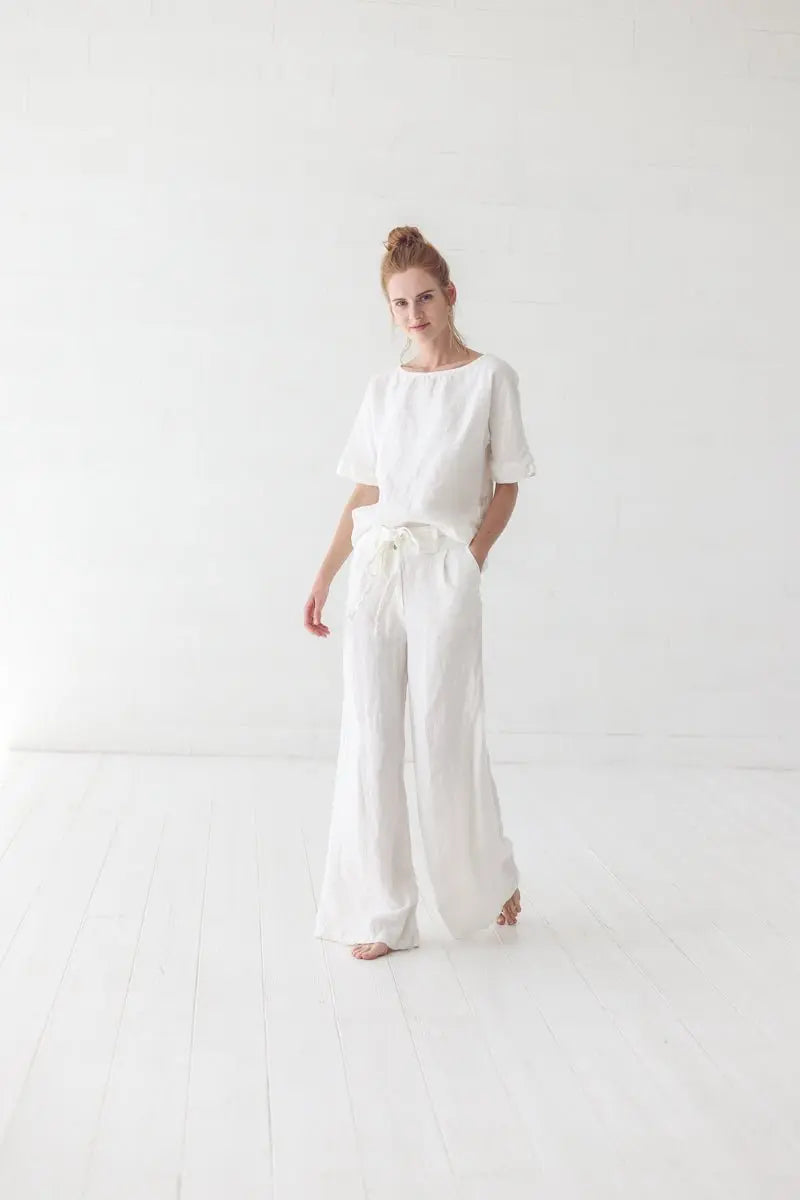 Loose Wide Linen Pants - Epic Linen luxury linen
