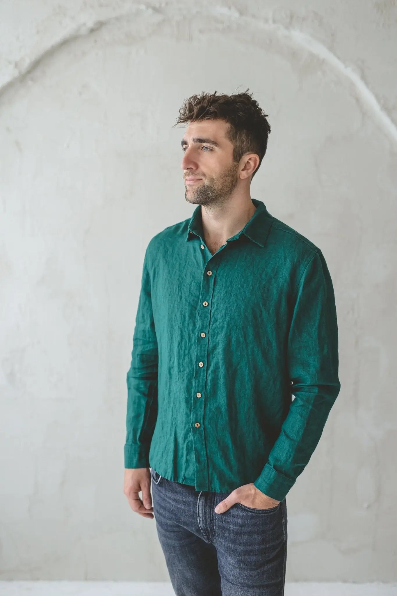 Men's Fitted Linen Shirt - Epic Linen luxury linen
