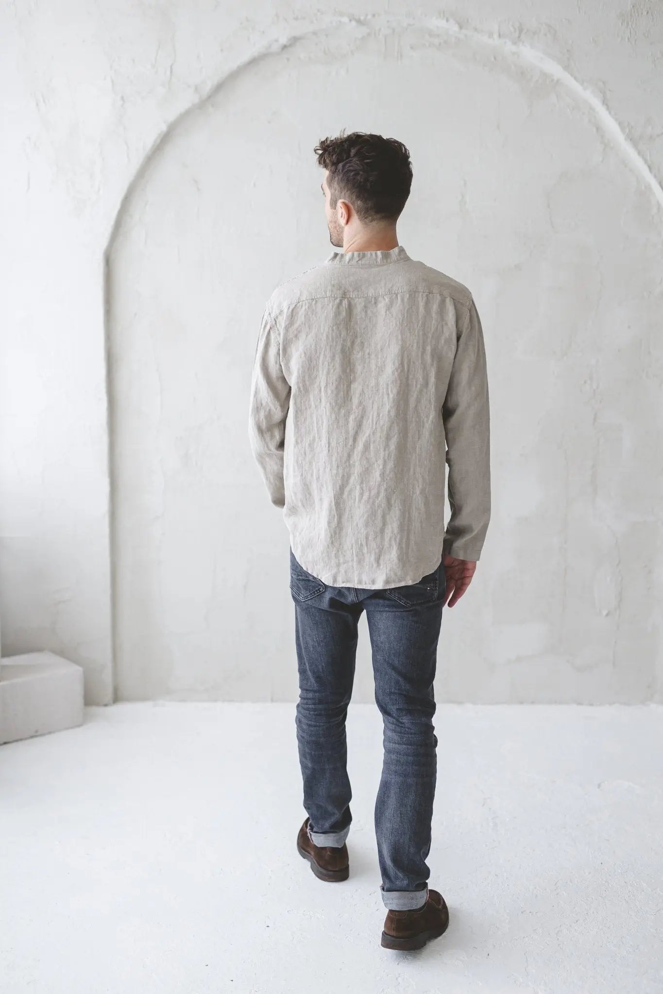 Men's Linen Shirt With Hidden Buttons - Epic Linen luxury linen