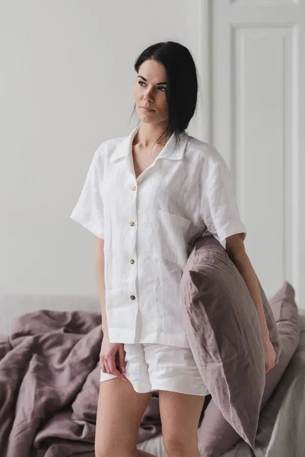 Natural Linen Pajamas Shorts - Epic Linen luxury linen