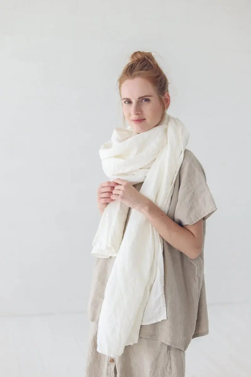 Natural Linen Scarf in a Sustainable Gift Box - Epic Linen luxury linen