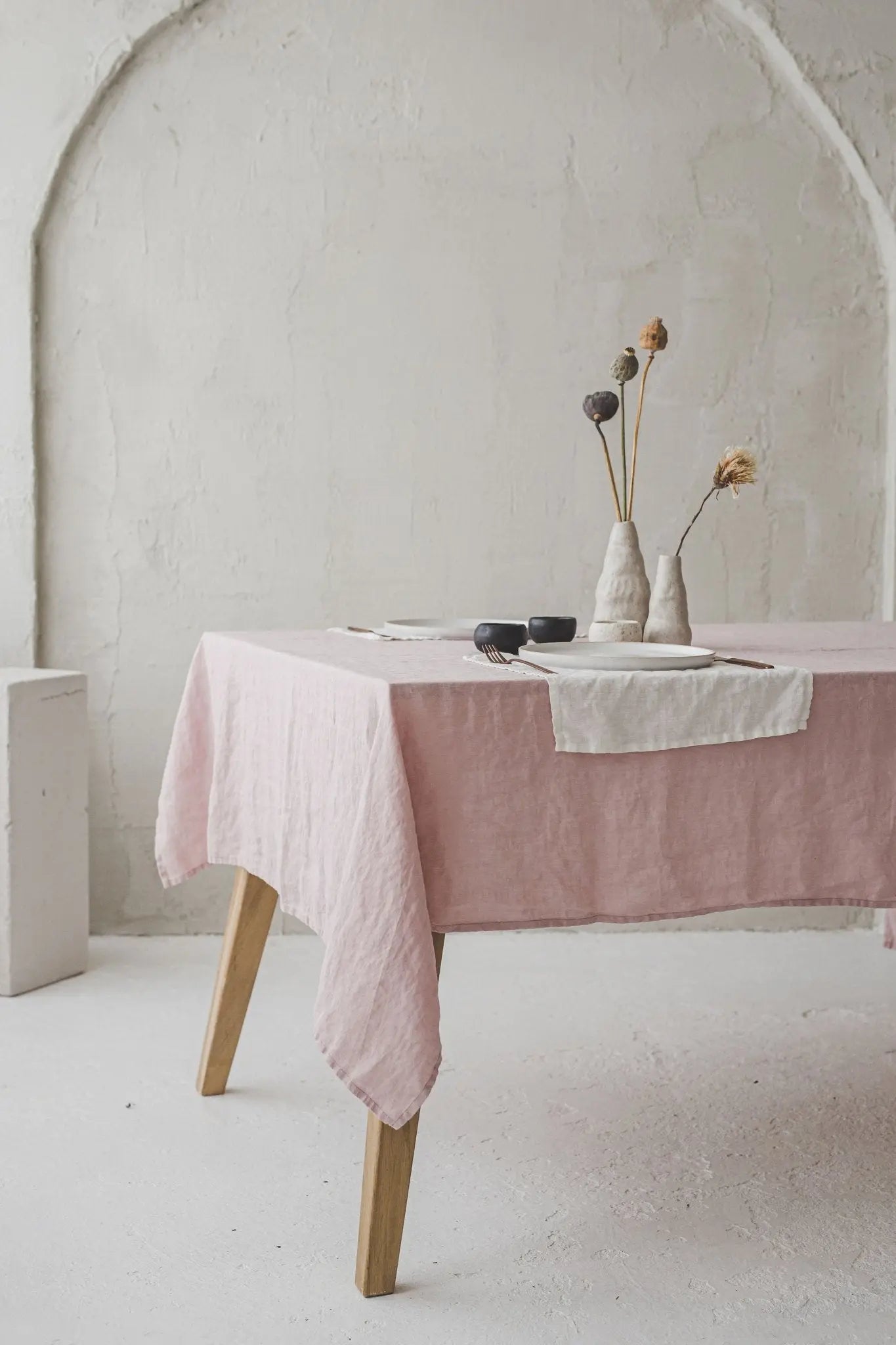 Natural Soft Pale Dogwood Linen Tablecloth - Epic Linen luxury linen