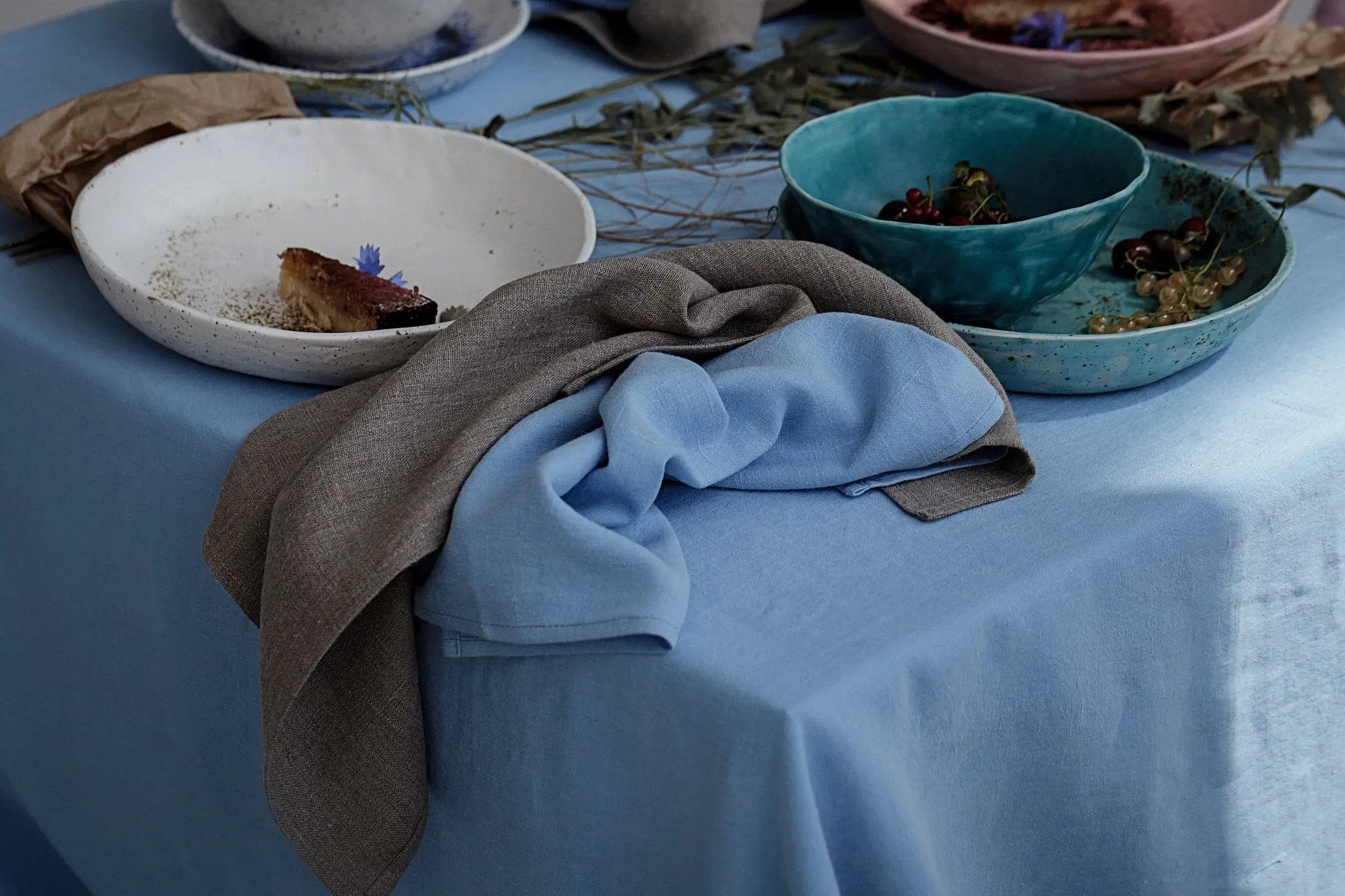 Natural Stonewashed Glacier Gray Linen Tablecloth - Epic Linen luxury linen