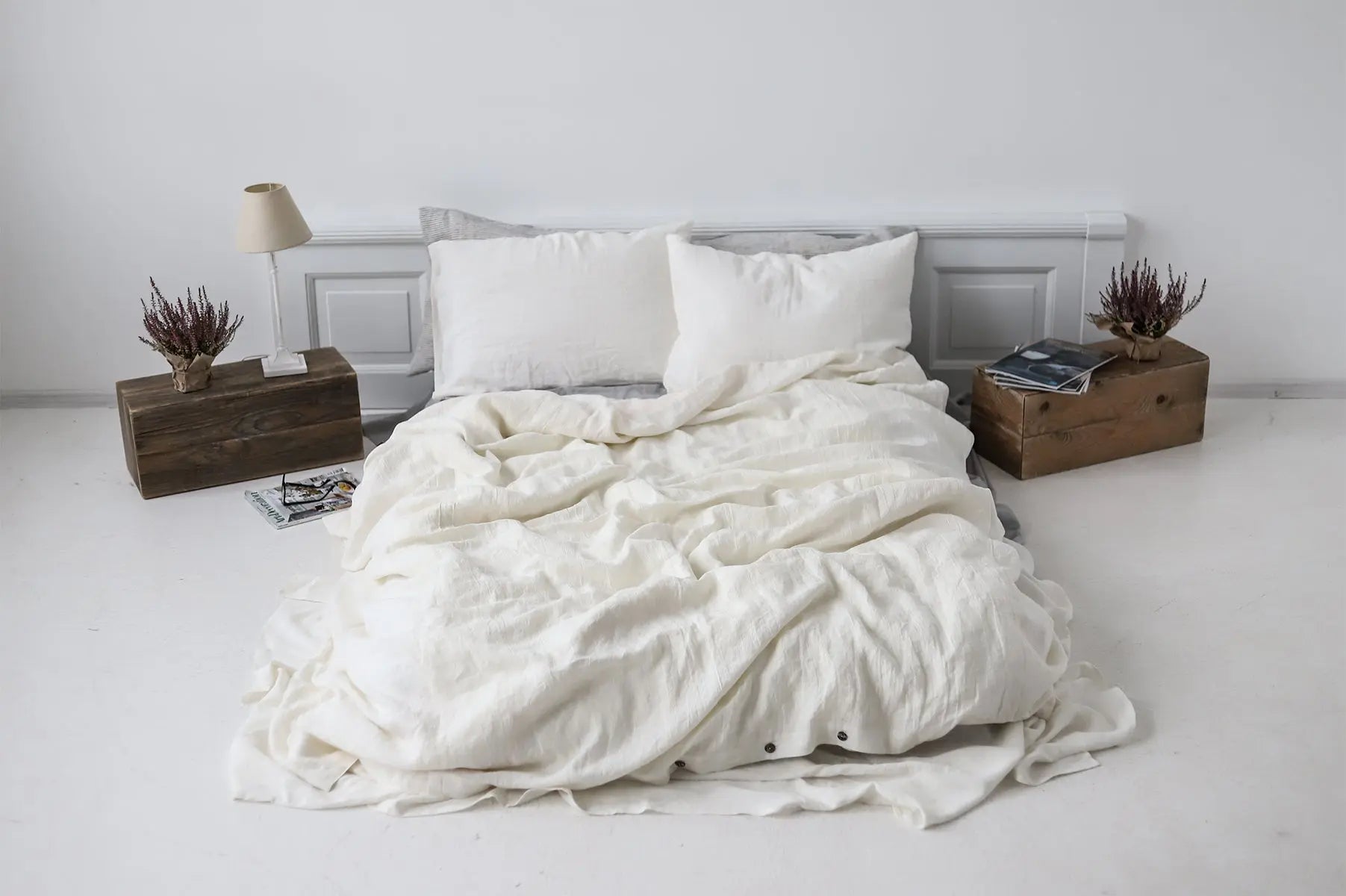 Off White Stonewashed Linen Bedding Set - Epic Linen luxury linen
