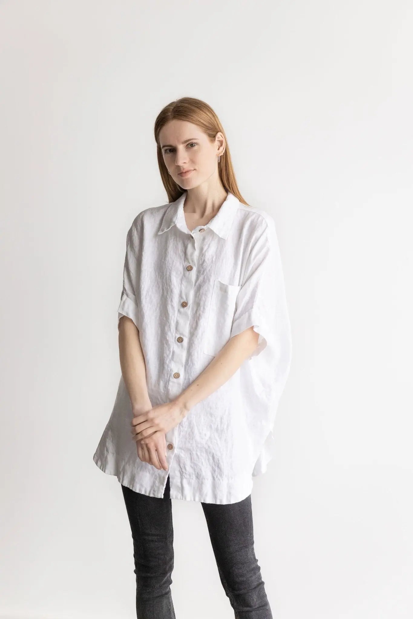 Oversized One-Size Linen Shirt - Epic Linen luxury linen