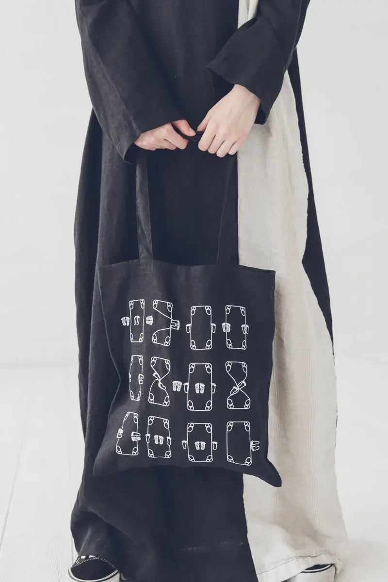 Pure Linen Shopping Bag, Printed Linen Bag - Epic Linen luxury linen