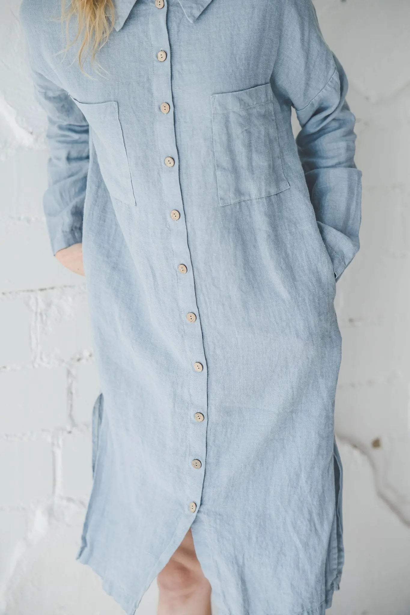 READY TO SHIP Casual Linen Shirt Dress - Epic Linen luxury linen