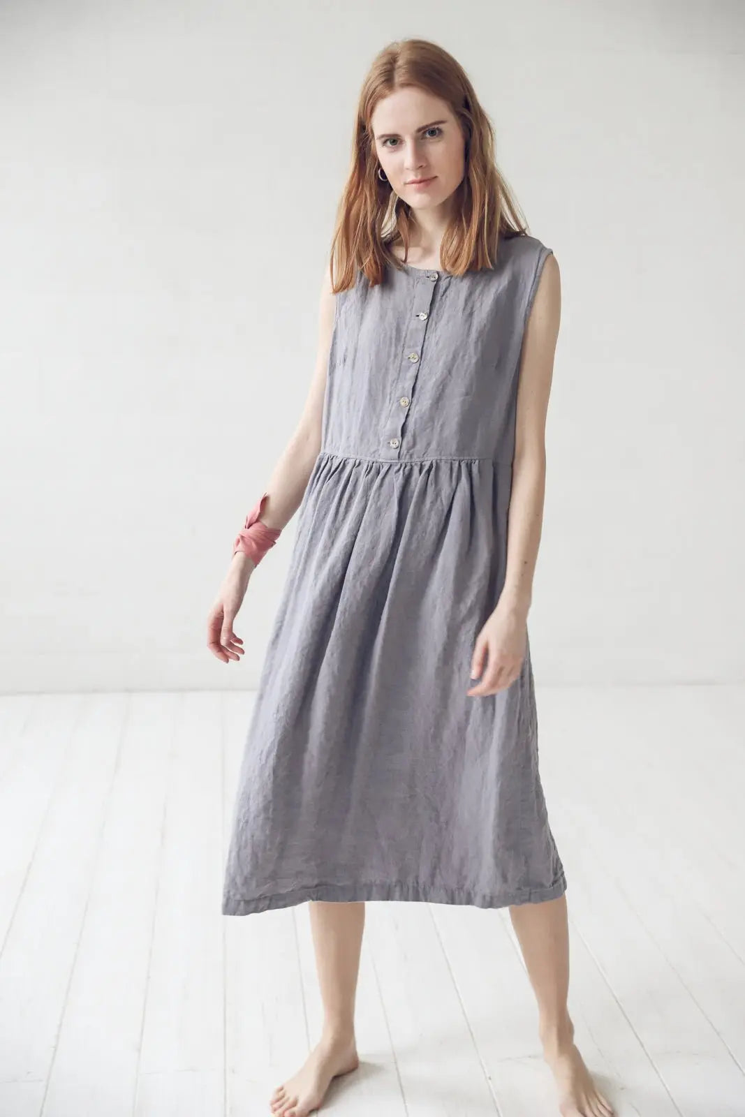 READY TO SHIP Linen Dress with Buttons - Epic Linen luxury linen