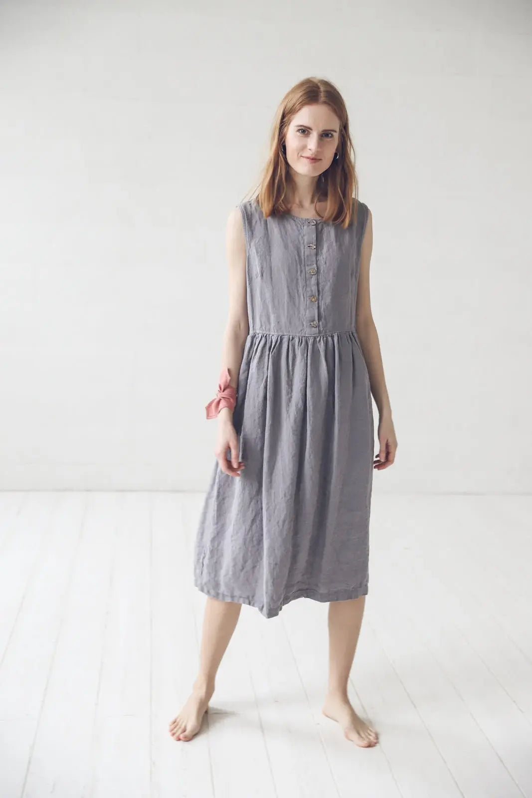 READY TO SHIP Linen Dress with Buttons - Epic Linen luxury linen