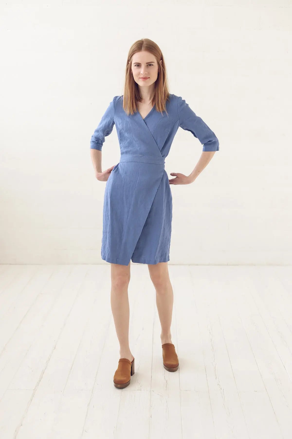 READY TO SHIP Linen Wrap Summer Dress with Belt - Epic Linen luxury linen