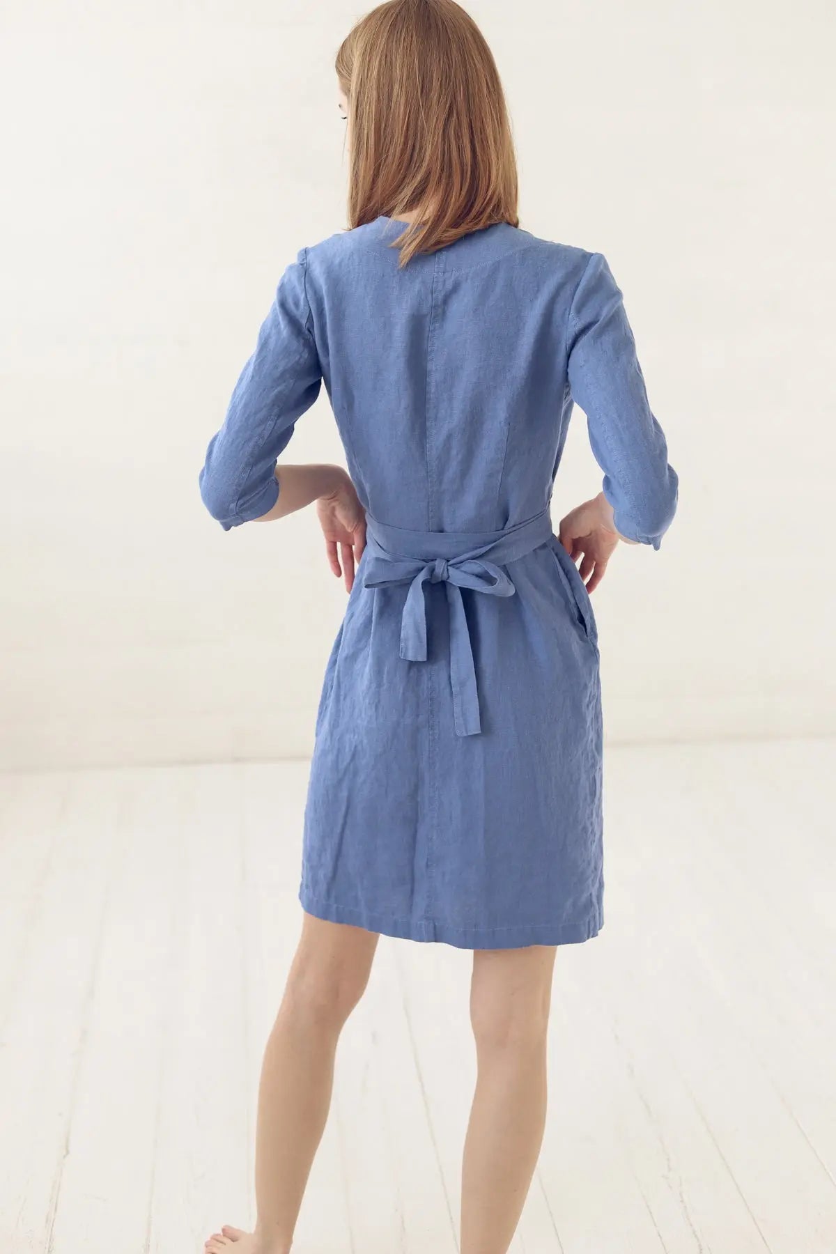 READY TO SHIP Linen Wrap Summer Dress with Belt - Epic Linen luxury linen