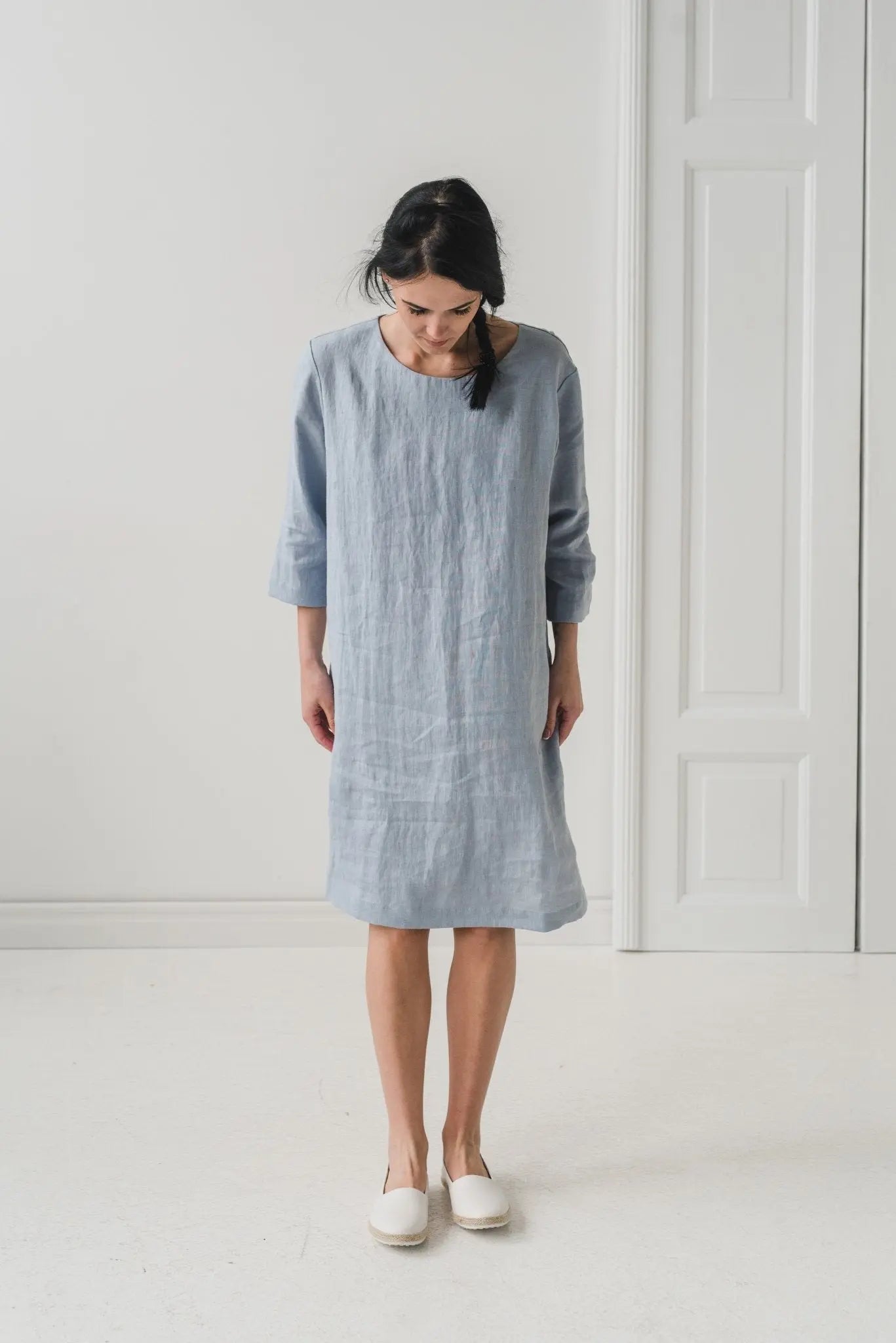 READY TO SHIP Minimal Linen Dress - Epic Linen luxury linen